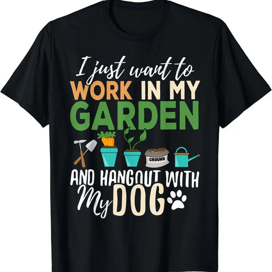 Gardening T-Shirt Dog Lover Gardener Garden Pet Gift Plants T-Shirt