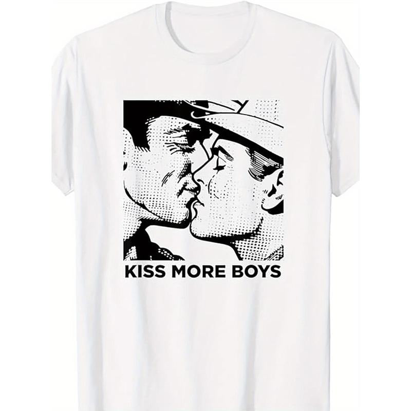 Gay Cowboy Kissing Fun T-shirt designed for gay male Pride, Men's T-shirt - the perfect casual summer T-shirt for everyday wear and holiday style Made in USA
