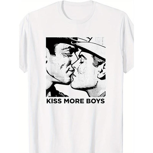 Gay Cowboy Kissing Fun T-shirt designed for gay male Pride, Men's T-shirt - the perfect casual summer T-shirt for everyday wear and holiday style Made in USA
