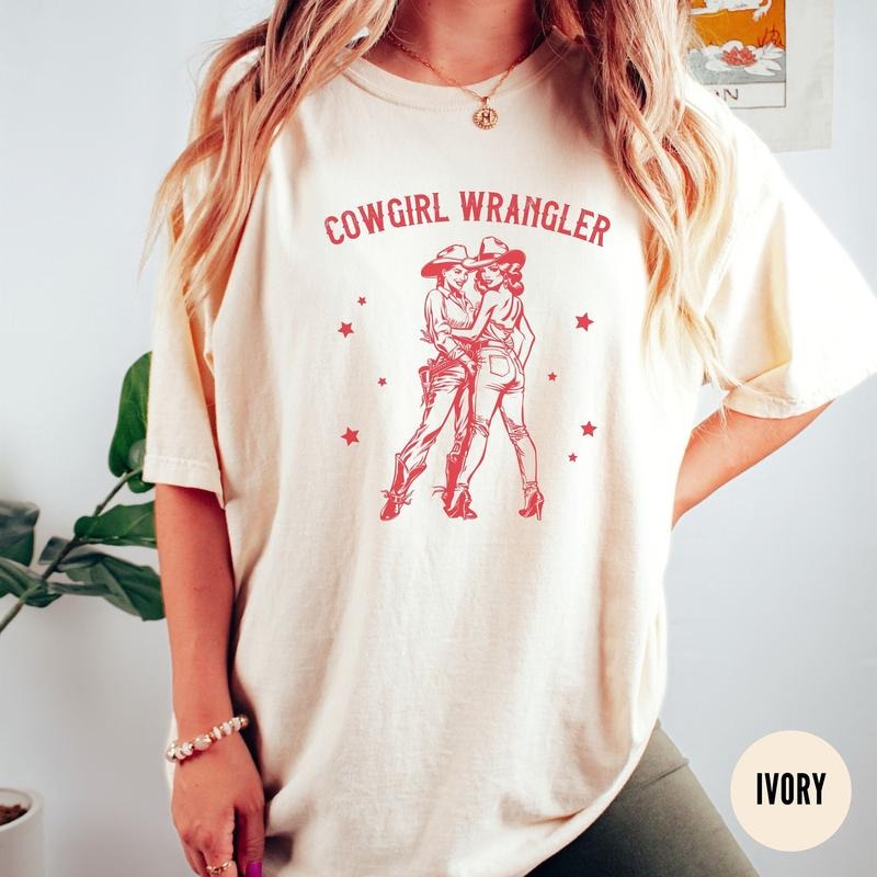 Gay Cowgirl Lesbian Shirt, Femme Lesbian Pride Tshirt, Subtle Bi Pride Lesbian Girlfriend Gift, WLW Tee, Sapphic Western...
