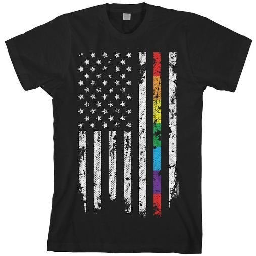 Gay Pride Rainbow American Flag Men's T-shirt made in usa Hoodie, Sweatshirt | DripVista.com