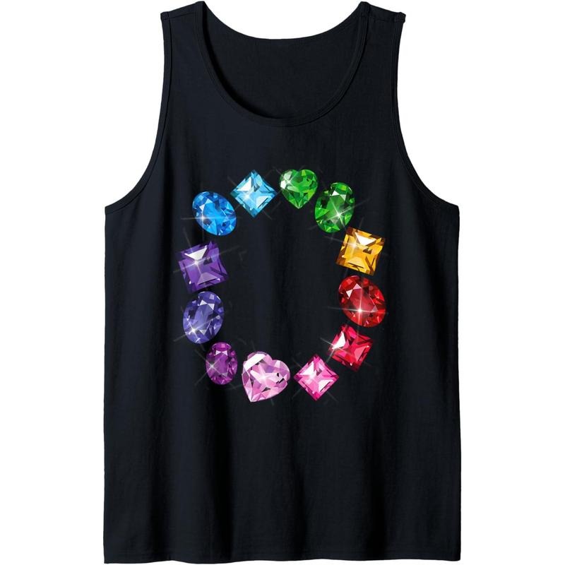 Gemstone Circle Fun Colorful Gemstones Novelty Tank Top MADE IN USA T-Shirts, Hoodie, Sweatshirt | DripVista.com