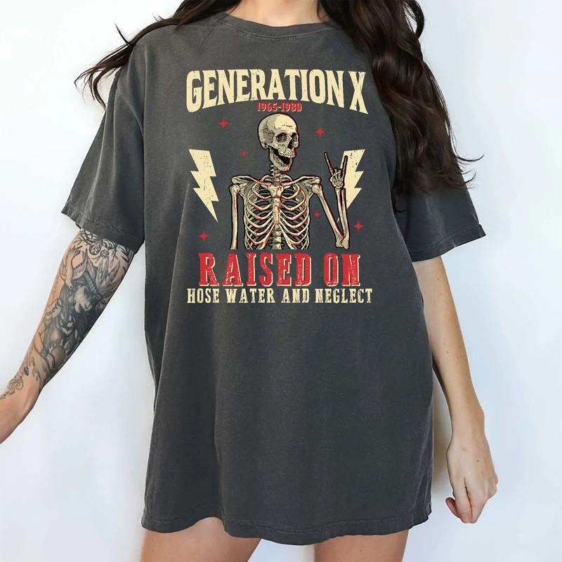 Gen X 1965-1980 Vintage Shirt, Funny Generation X Retro T-shirt, Gen X Raised On Hose Water And Neglect Vintage Graphic Printed Tee, Adult Humor Unhinged Shirt, Comfy Fabric Graphic Tee, Women's Top, Womenswear, Cotton Fabric Relaxed Fit Chic Style