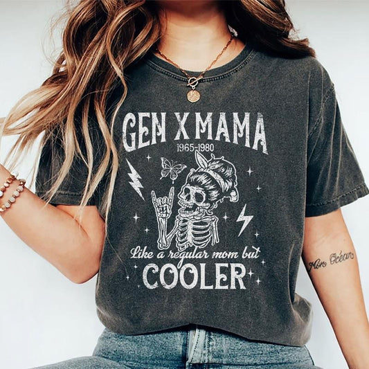 Gen X Cool Moms Shirt, Gen X Mama Like A Regular Mom But Cooler Graphic Printed Tee, Generation X Mom Unhinged Shirt, Cool Moms Club T-shirt, Shirt For Mom, Comfy Fabric Graphic Tee, Women's Tops, Womenswear, Cotton Fabric Relaxed Fit Tee
