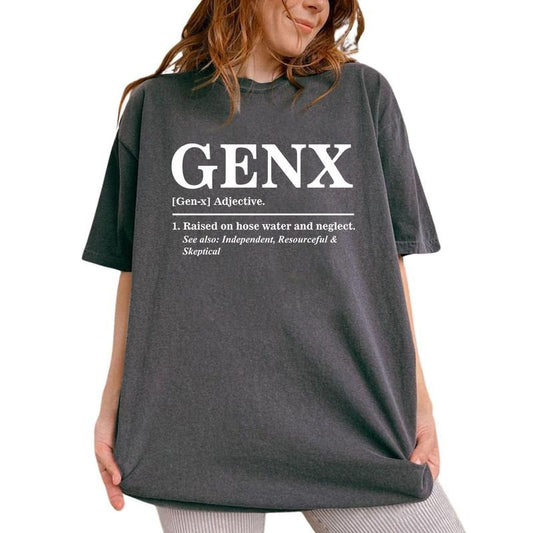 Gen X Raised On Hose Water And Neglect Tee, Vintage Inspired Graphic Tee Women, 90s Vibe Unhinged Shirts, Viral T-shirts For Gen X, Trending Oversized Graphic Tee, Nostalgic Gift, Women's Tops, Womenswear, Cotton Fabric Relaxed Fit Chic Style