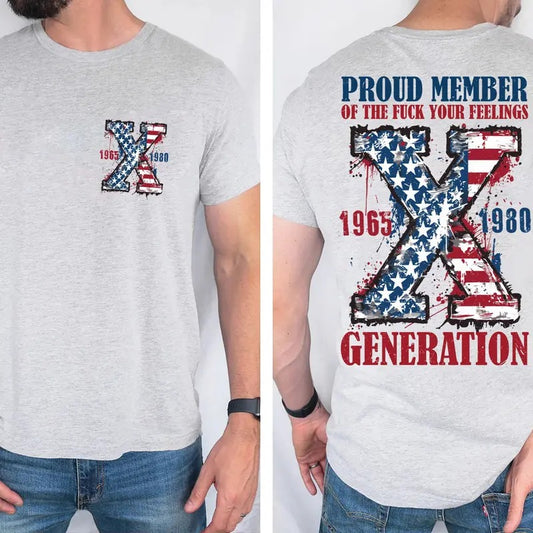 Generation X Tee Shirt, Proud Member Generation, American Flag Shirt, Gen X Sarcastic, Gift For Men Friend, Unisex Shirt, Short sleeve Menswear