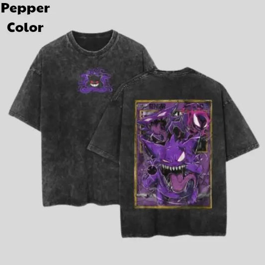 Gengar Card Vintage Tee, Gengar 2-Sided T-Shirt, Pokemon Graphic Tees, Sweatshirt, Hoodie, Unisex Anime Shirt Menswear Womenswear Streetwear