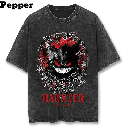 Gengar Haunter Black Vintage Tee, Gengar Haunter Shirt, Pokemon Gengar Shirt, Halloween Shirt, gift for fan, gift for him for her Top Menswear