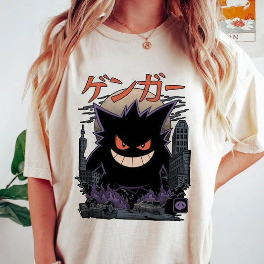 Gengar Pokemon Vintage Shirt | Gengar SWEATSHIRTS |  Dark Ghost Kaiju Japanese Style SWEATSHIRTS | Japanese Anime Movie Film Nerd Gaming Novelty Funny Unisex Sweatshirts |Gengar Japan Anime Sweatshirt