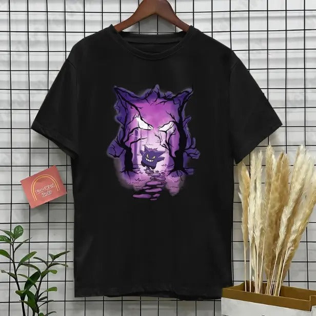 Gengar T-Shirt, Halloween Shirt Japanese Cartoon Art Shirt Shirt Gifts For Men Women Hoodie, Sweatshirt | DripVista.com