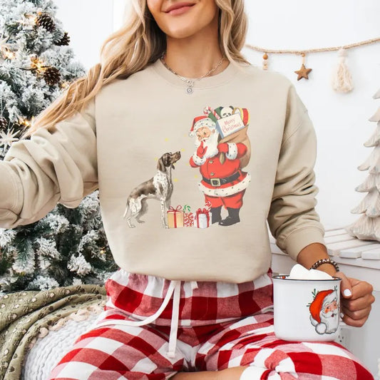 German Shorthaired Pointer Santa Christmas Sweatshirt, German Shorthaired Pointer Christmas, GSP gift for dog mom, GSP lover