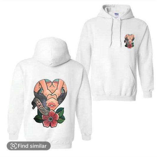 Get A Grip Floral Lady Print Men's T-shirt Hoodie Motorcycle Shirt Cotton Menswear Unisex Domestic Hoodie T-Shirt Underwear Human