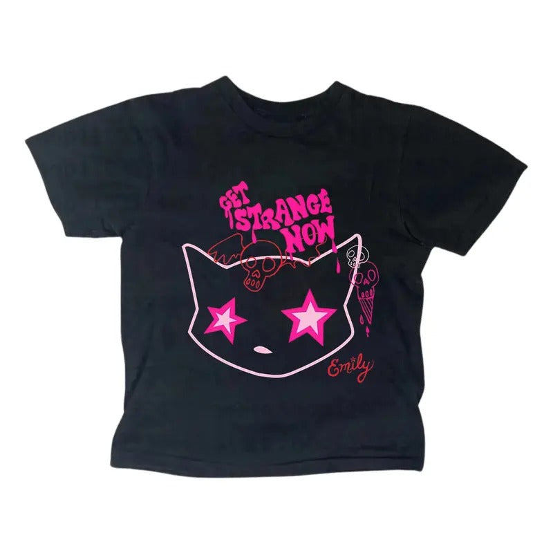 Get Strange Now Baby Tee, Gothic Emo Girl Baby Tee, Y2k Top Women Streetwear, Grunge 2000s, Women Fitted T-Shirt, Gift For Her Womenswear Summer