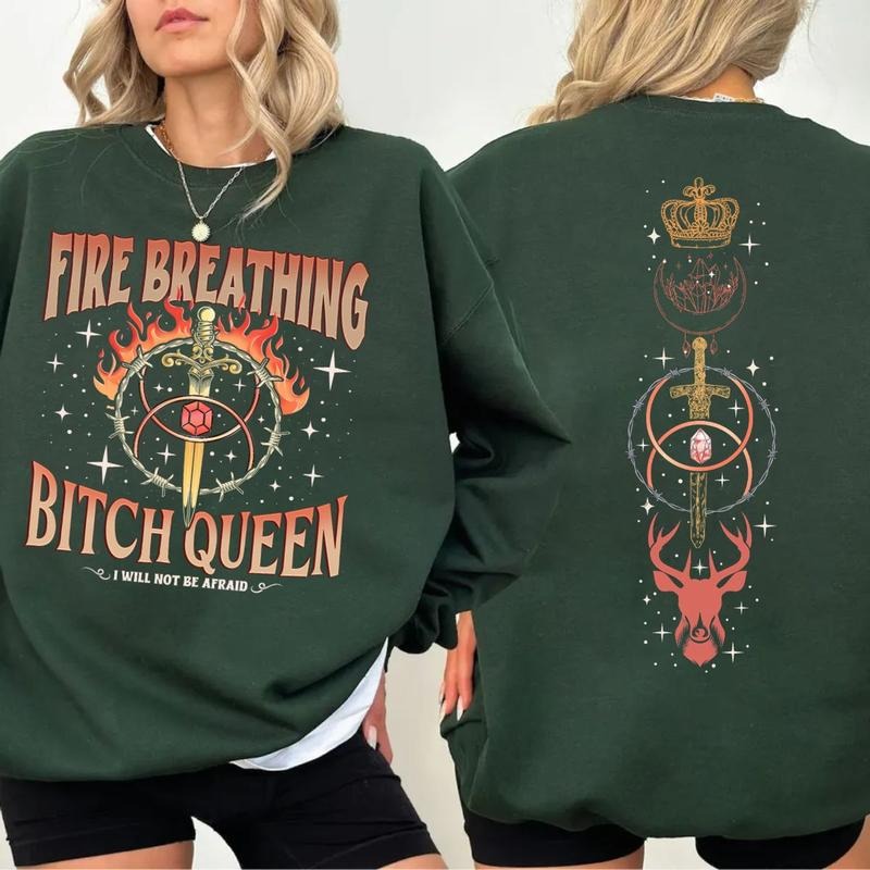 Get Your Hands On The Throne Of Glass Fire Breathing Bitch Queen 2 Sided Shirt,, Unisex Sweater Pullover Tee