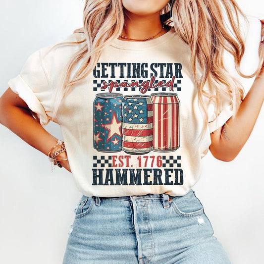 Getting Star Spangled Hammered Tshirt, America Tee, Funny America Shirt, 4th Of July, Party In The Usa, Independence Day Gift, Unisex T-Shirt, Gifts For Men Women, Short Sleeve Tee Shirt, Gifts For Birthday Fathers Day