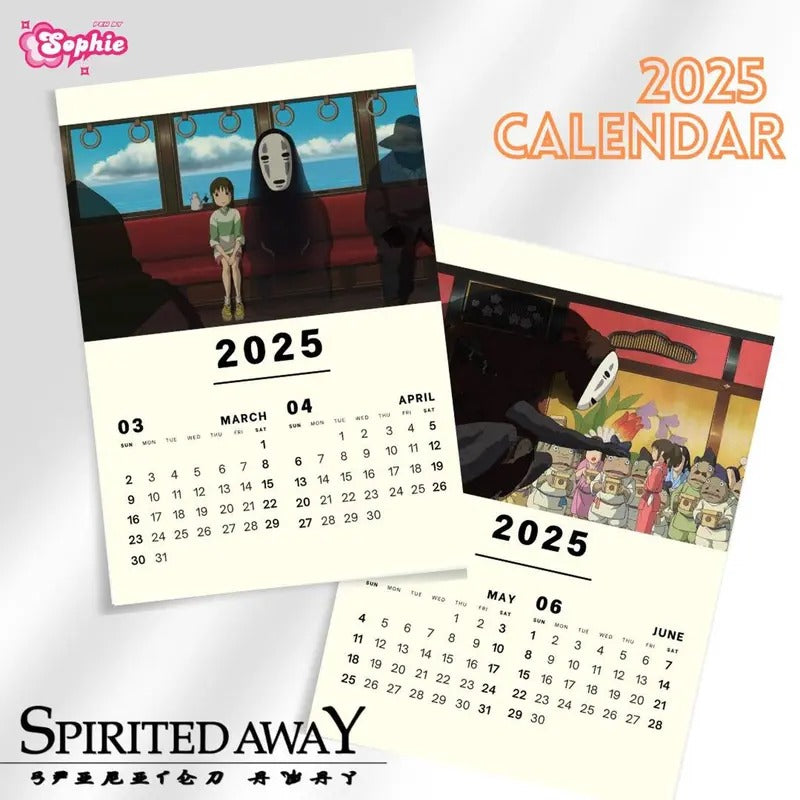 Ghibli 2025 Wall Calendar featuring Ponyo, Spirited Away, Arrietty, and more, Anime Calendar, Movie Calendar, Pop Culture Calendar