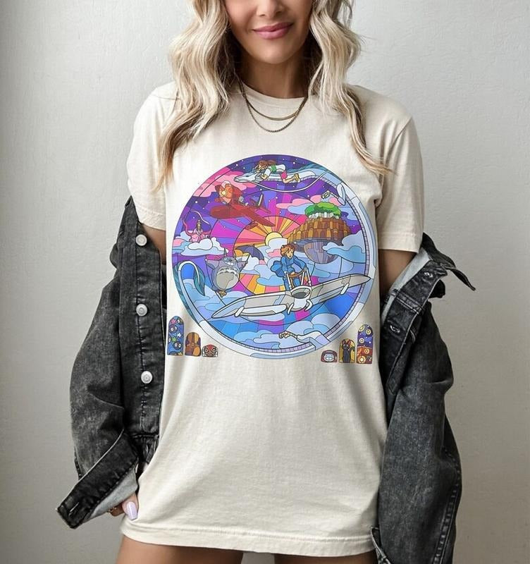 Ghibli Characters t-shirt, Anime Totoro T-shirt, Jiji Anime Shirt, Ponyo Apparel, Kodama Gildan Tee