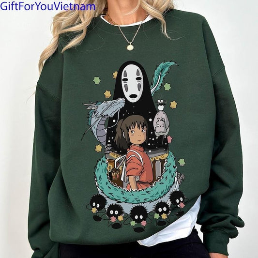Ghibli Totoro Sweatshirt Gift, Ghibli No Face Hoodie, Hayao Miyazaki, Howl's Moving Castle, Calcifer