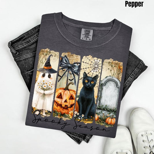 Ghost & Kitty Spooky Season Comfort Colors T-Shirt 'NLB'
