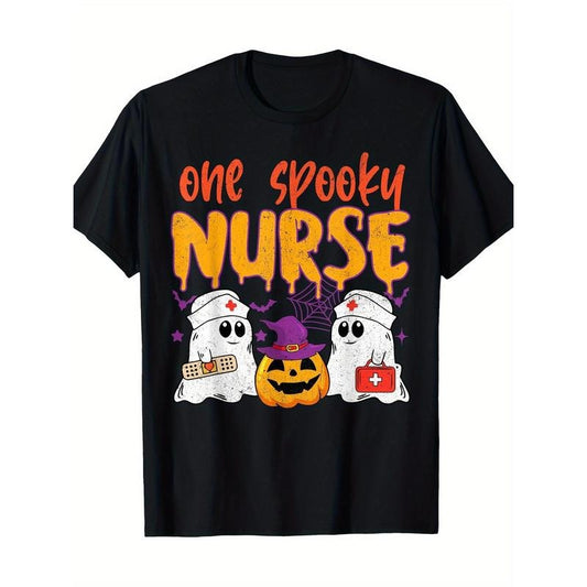 Ghost A Ghost Nurse Halloween Nurse Autumn Scrub RN Men's T-shirt -100% cotton Made in USA