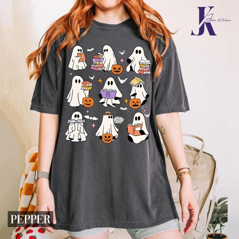 Ghost Book Shirt, Halloween Book TShirt, Bookish Ghost Sweatshirt, Book Ghosts Shirt, Ghost Halloween Shirt, Halloween...