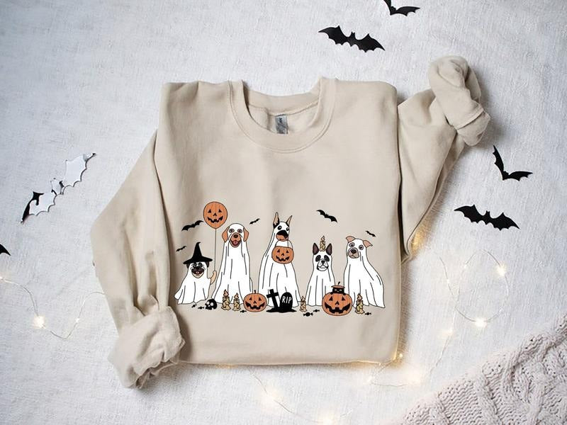Ghost Dogs Sweater, Cute With Dogs Shirt, Halloween Hoodie, Funny Halloween Sweatshirt, Halloween Trending, Halloween Sweatshirt, Retro Halloween, Fall Sweatshirt, Spooky Season T Shirt