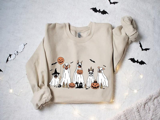 Ghost Dogs Sweater, Cute With Dogs Shirt, Halloween Hoodie, Funny Halloween Sweatshirt, Halloween Trending, Halloween Sweatshirt, Retro Halloween, Fall Sweatshirt, Spooky Season T Shirt