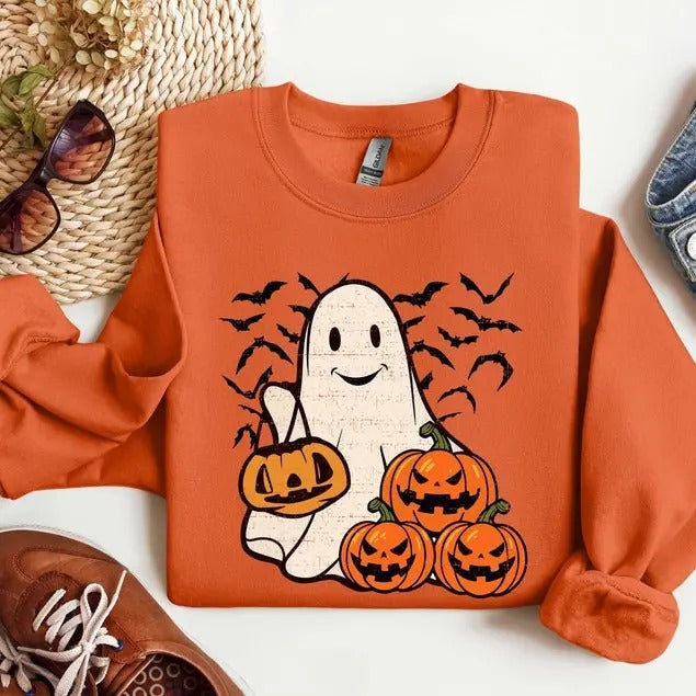 Ghost Halloween Sweatshirt, Womens Halloween Shirt, Halloween Party Shirt, Fall Sweatshirt, Halloween Gift, Halloween Costume