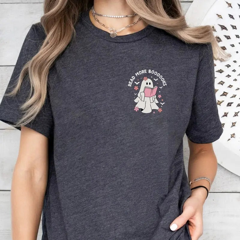 Ghost Reading Books Shirt, Bookish Halloween Shirt, Teacher Librarian Halloween Gift, Flower Ghost Bookish Shirt, Halloween Book Lover, Halloween School, Halloween Gift, Fall Season