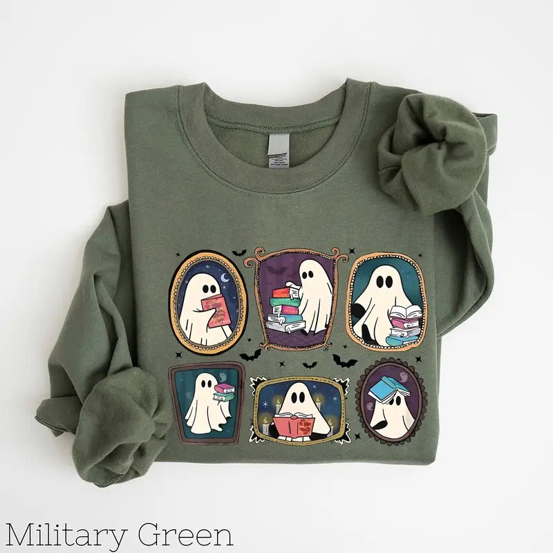 Ghost Reading Books Sweatshirt, Acotar Ghost Sweatshirt, Acotar Sweatshirt,Bookish Ghost Sweatshirt style 02