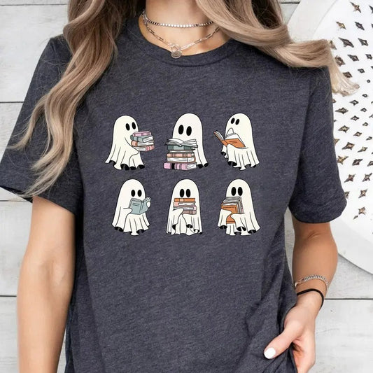 Ghost Reading Shirt, Teacher Halloween Shirt, Librarian Shirt, Book Lover Tshirt, Reading Shirt, Teacher Shirt, Bookish, Booktrovert Shirt