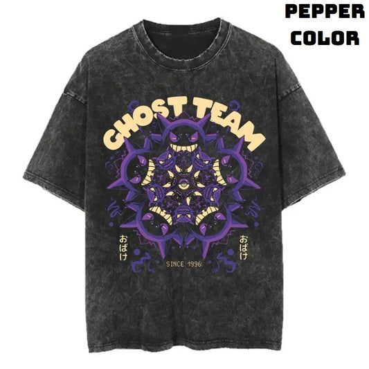 Ghost Team Vintage Graphic Tees, Gengar T-Shirt, Pokemon Shirts, Vacation Outfits, Unisex Anime Manga Shirt Top Menswear Streetwear Womenswear