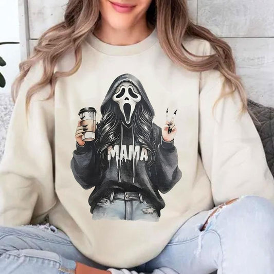 Ghostface MAMA Stylish The Death Coffee Crewneck Unisex Sweater - T-shirt