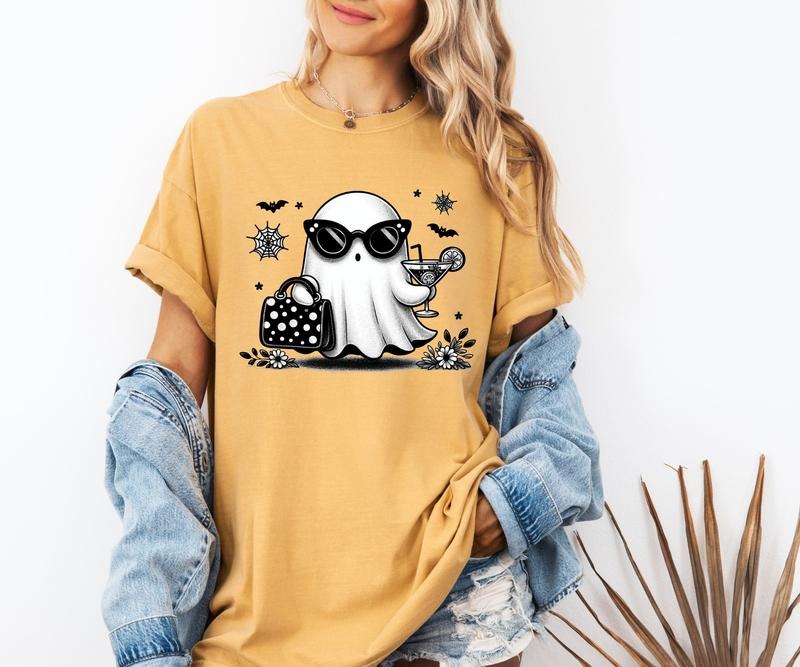 Ghostly Ghost with drink custom colors tee shirt Casual Hoodie, Sweatshirt | DripVista.com