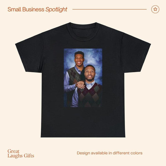 Giannis Antetokounmpo Damian Lillard Milwaukee Bucks Funny T-Shirt, Christmas Gift Fathers Day Unisex Heavy Cotton Tee