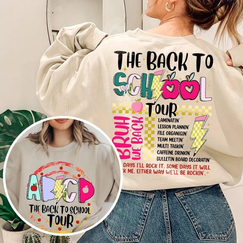 Gift For Teacher Retro The Back To School Tour T-Shirt, Teacher Gift, ABCD Teacher T-shirt, Kindergarten Teacher Shirts, Hello School Tee, Funny Teacher Gift