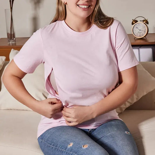 Giftifymama Breastfeeding Solid Zipper Nursing T-shirt