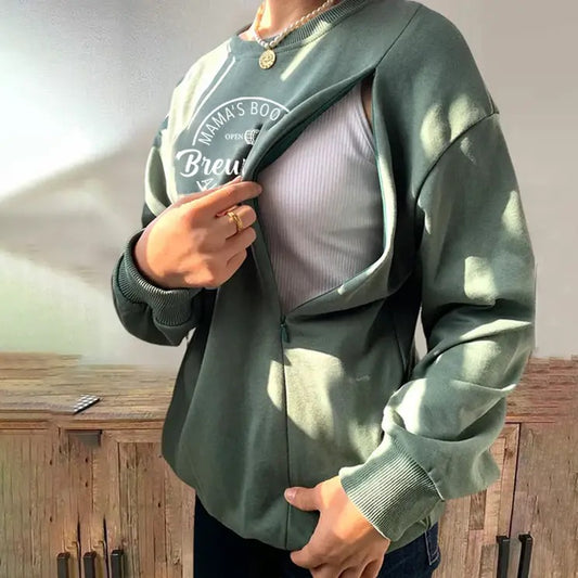 Giftifymama Breastfeeding Sweatshirt Mamas Boobery Crewneck Breastfeeding Sweatshirt