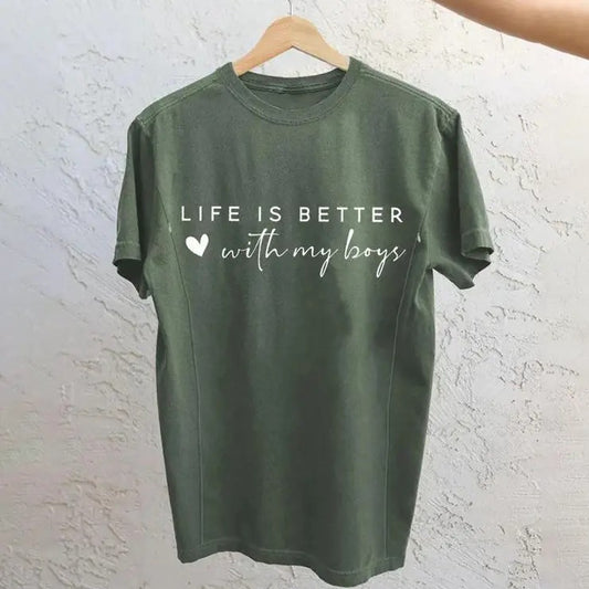 Giftifymama Life is Better With My Boys Breastfeeding T-shirt Women Maternity Shirt Breastfeeding Nursing Friendly Zip Top