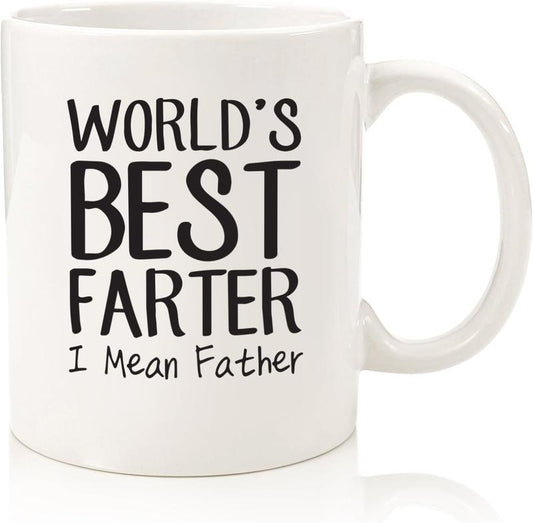 Gifts for Dad, Men - Worlds Best Farter, Father Funny Coffee Mug - Dad Gifts from Daughter, Son - Gag Birthday Gifts for Husband