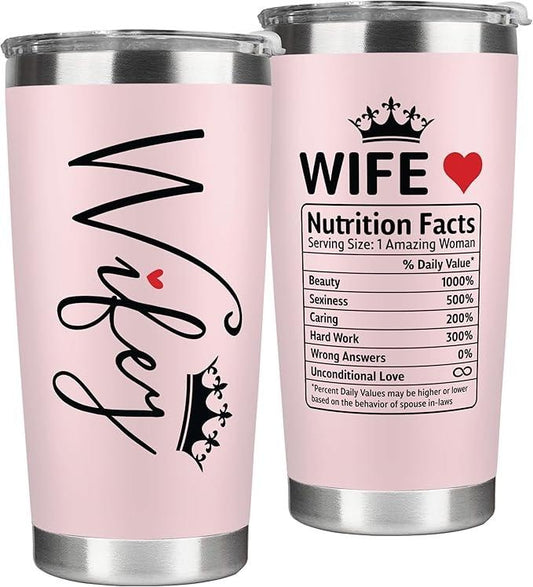Gifts for Wife from Husband, Wife Gifts, Wife Birthday Gift Ideas, Christmas Gifts for Her, I Love You 20 Oz & 30 Oz Pink Tumbler