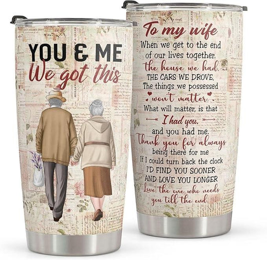 Gifts for Wife, Wife Gifts, Romatic Valentines day gifts for Her, Christmas gifts for wife, Old Couple You & Me We Got This, Stainless Steel
