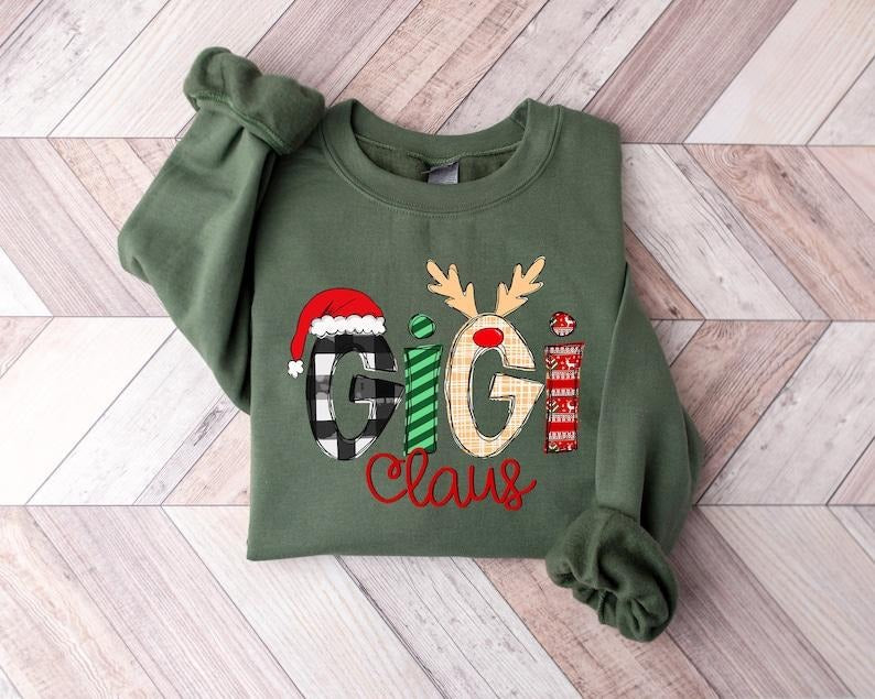Gigi Claus Sweatshirt,Gigi Claus crewneck,Gigi Claus Hoodie,Grandma Sweater,Funny Christmas Sweatshirts,Christmas gigi gift,Grandma Gift, Hoodie and Sweater; T-shirt Cotton Menswear