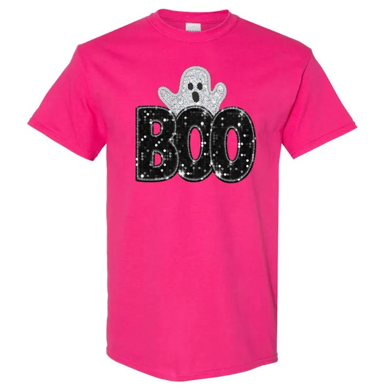 Gildan - Boo & Ghost FAKE Glitter T-Shirt 'NLB' Hoodie, Sweatshirt | DripVista.com