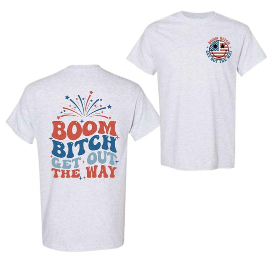 Gildan - Boom Bitch Get Out The Way Patriotic T-shirt, 4th Of July T-shirts, Full Color, Menswear Top, Womenswear Top, clearance items today 2024