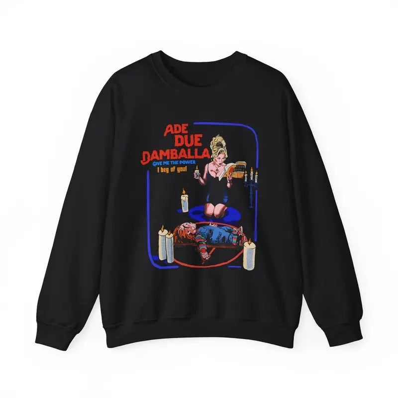 Gildan Heavy Blend Crewneck Unisex Bride FOG Chucky Ade Due Spiky hair fighters Horror Sweatshirt
