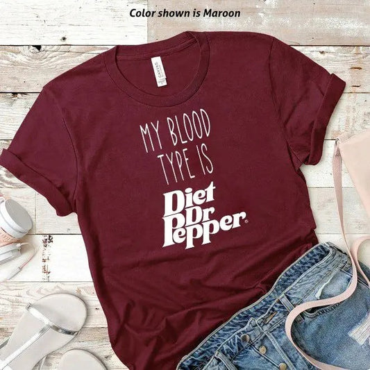 Gildan Heavy BlendMaroon My Blood Type is Diet Dr Pepper Tshirt Trendy Sweatshi
