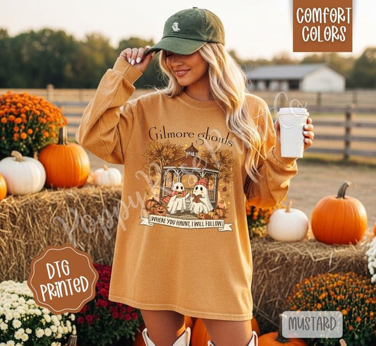 Gilmore Ghouls Comfort Colors Long Sleeve T-Shirt, Cute Women's Fall Tee