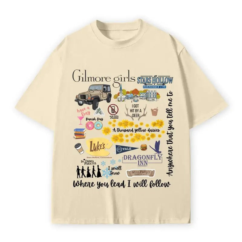 Gilmore Girls T-Shirt, Stars Hollow Dragonfly Lukes Dinner T-Shirt, Dragonfly T-Shirt, Retro Gilmore Girl T-Shirt, TV Show Fans Gift, Unisex T-Shirt, Halloween Gifts, Gift For Fan, Gift For Her, Gift For Him Fabric Fit Top Womenswear