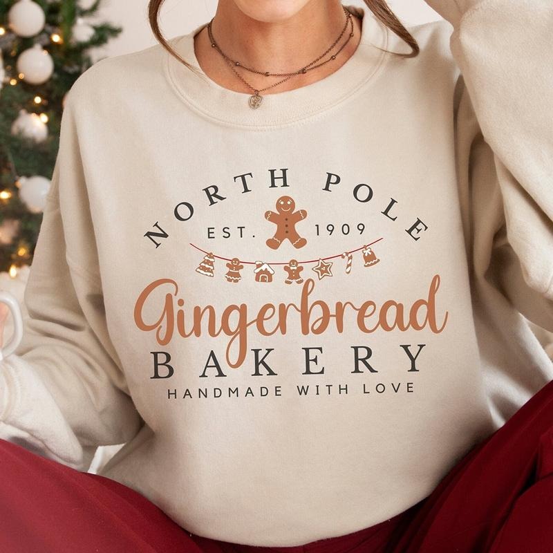 Gingerbread Bakery Christmas Crewneck Sweatshirt, Hoodie, T-shirt, Cute Christmas Gifts | DripVista.com